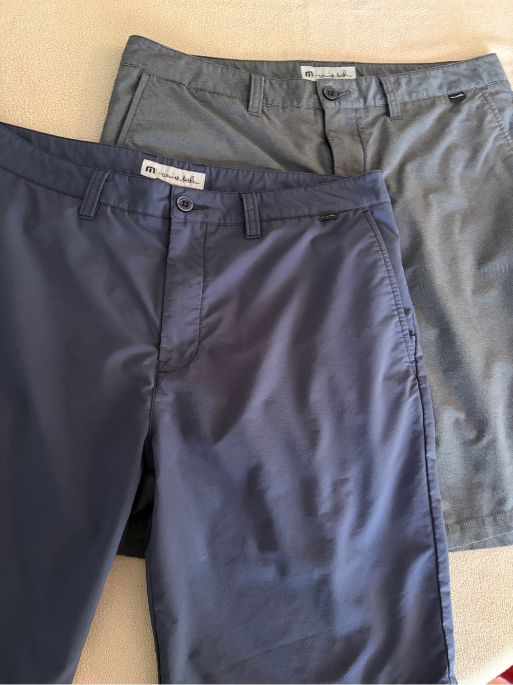 Travis Mathew Men's Flat Front Shorts Bundle— Navy and Gray